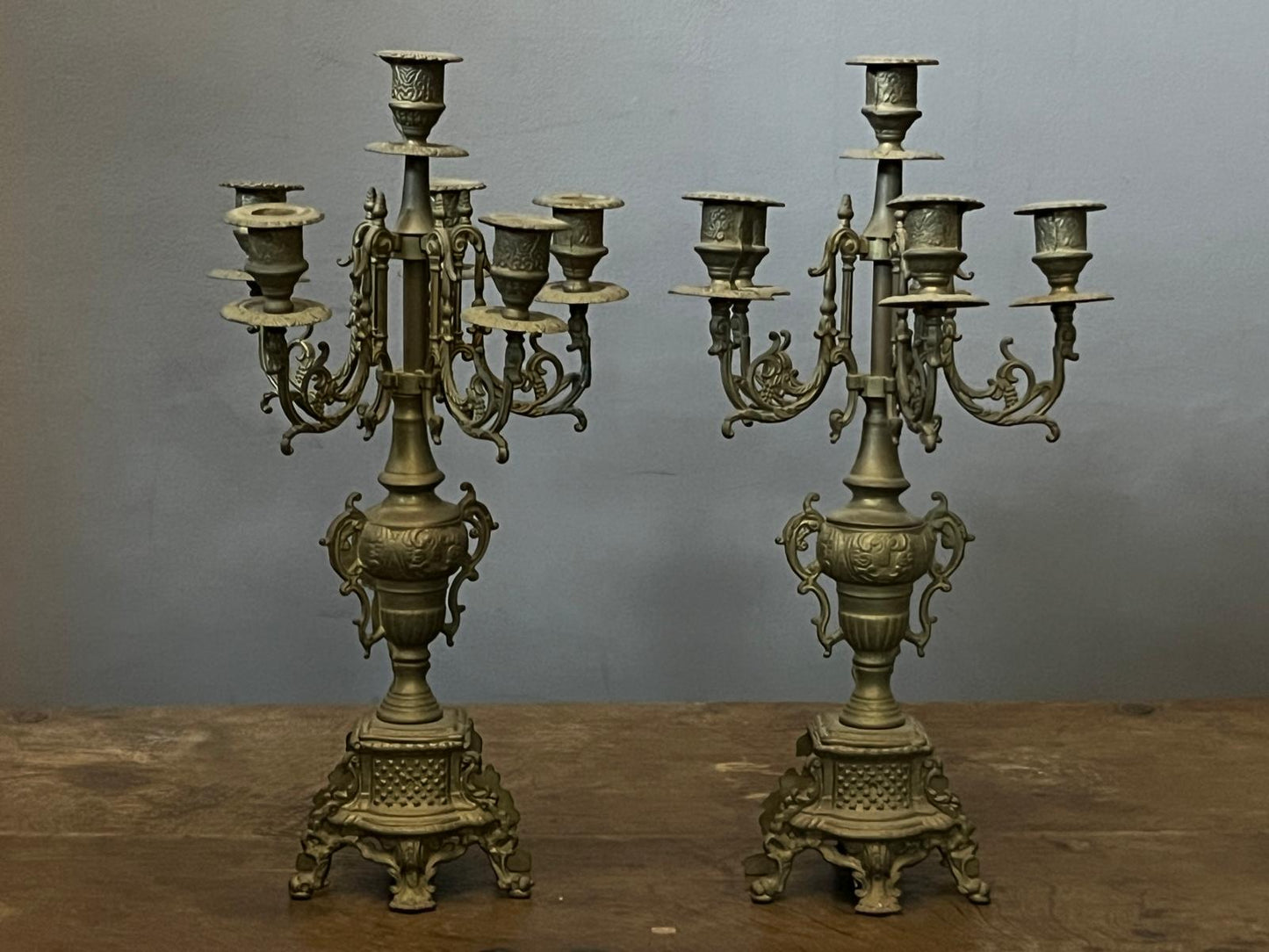 Couple Brass Ornate Candelabra