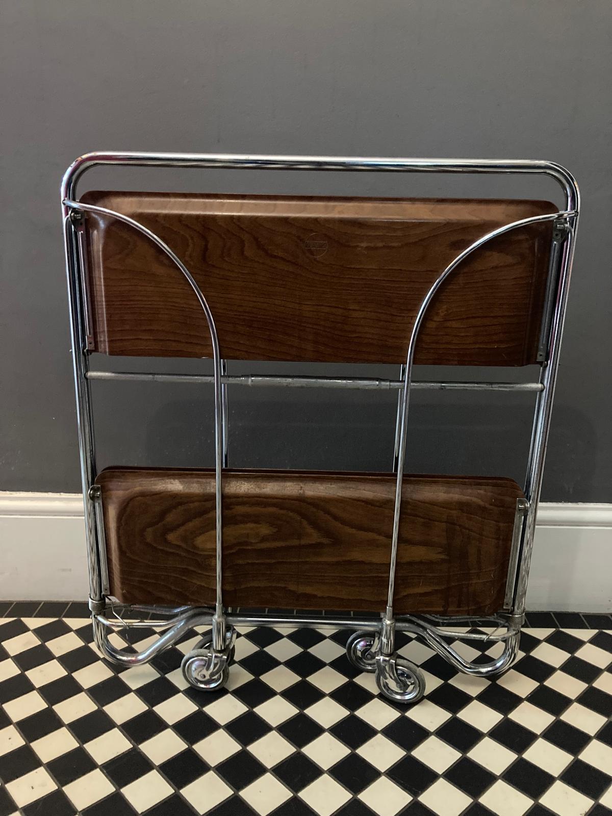 Mid Century Vintage Gerlinol Folding Bar Cart Drinks Trolley