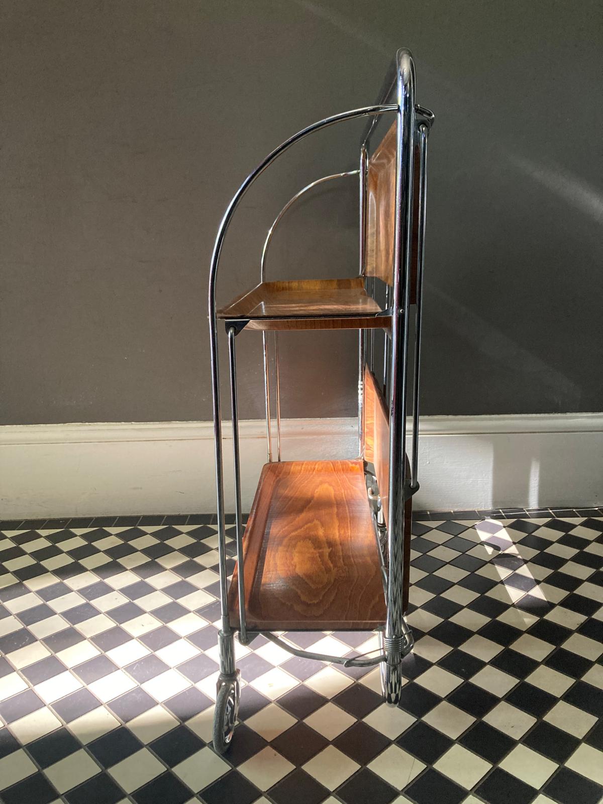Mid Century Vintage Gerlinol Folding Bar Cart Drinks Trolley