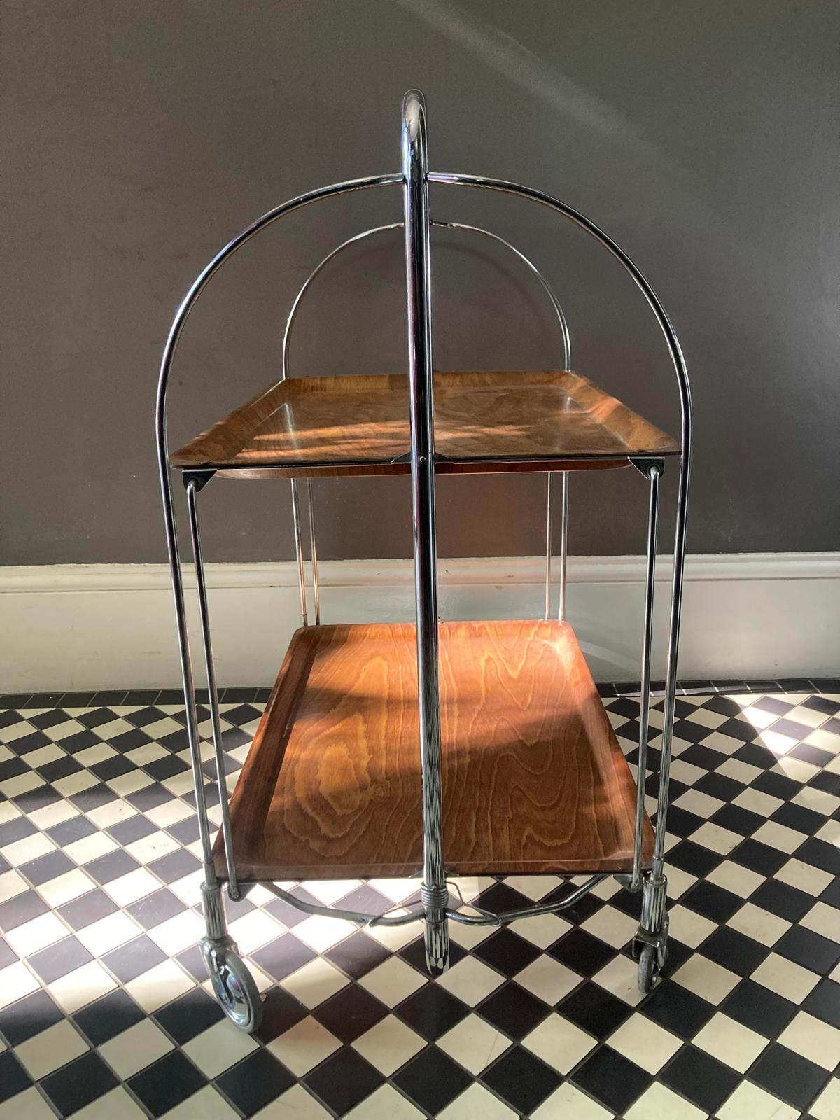 Mid Century Vintage Gerlinol Folding Bar Cart Drinks Trolley