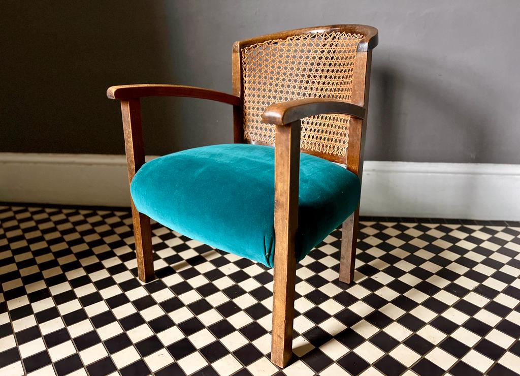 Rattan Backed Fireside Chair