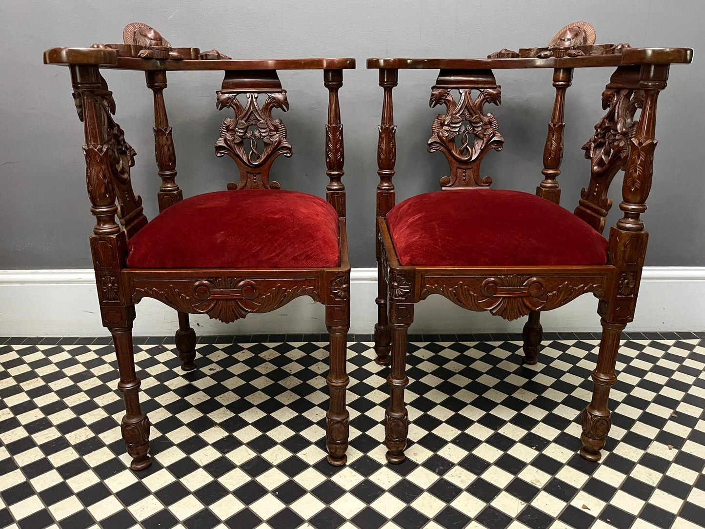 Pair of Mahogany Corner Chairs