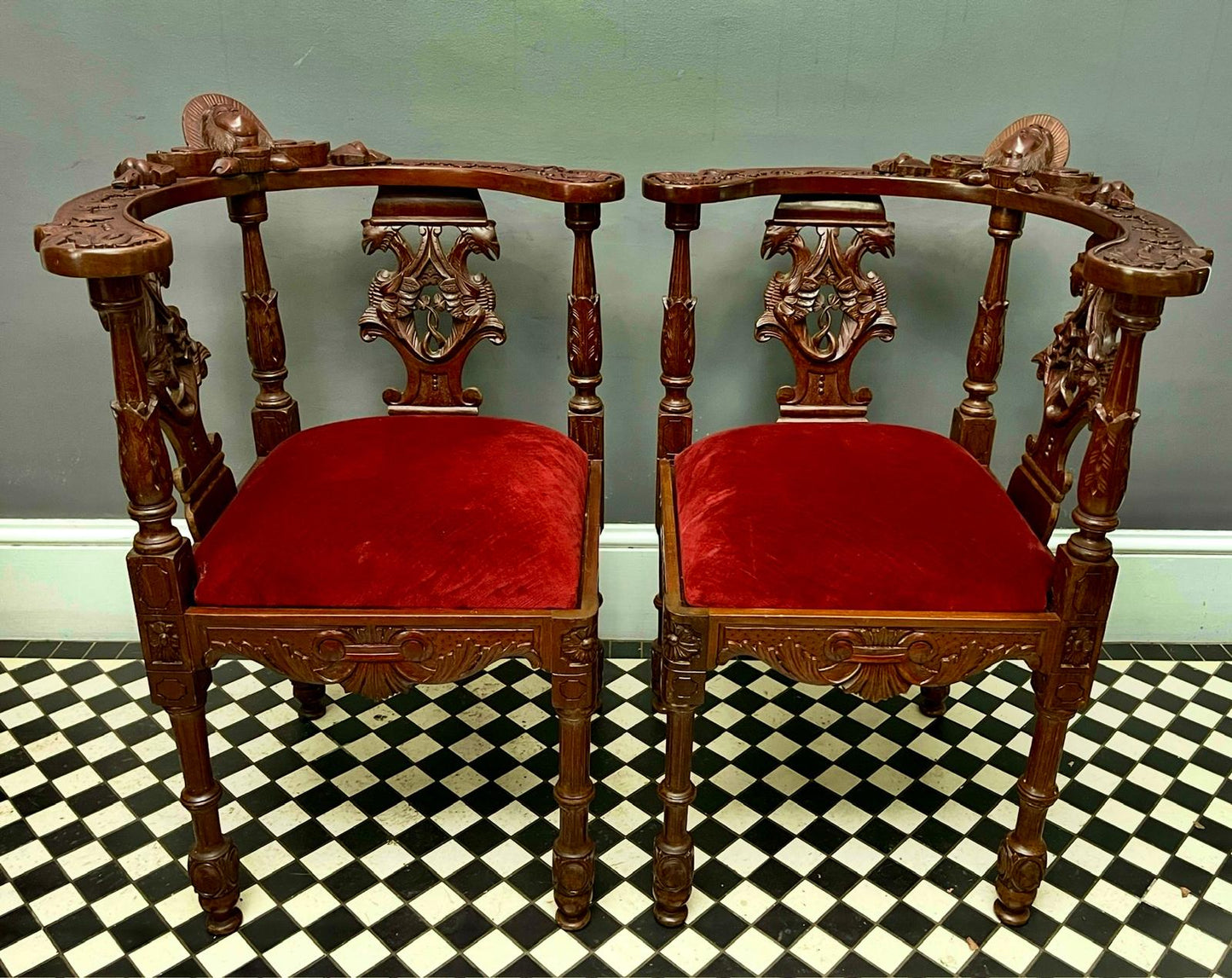 Pair of Mahogany Corner Chairs